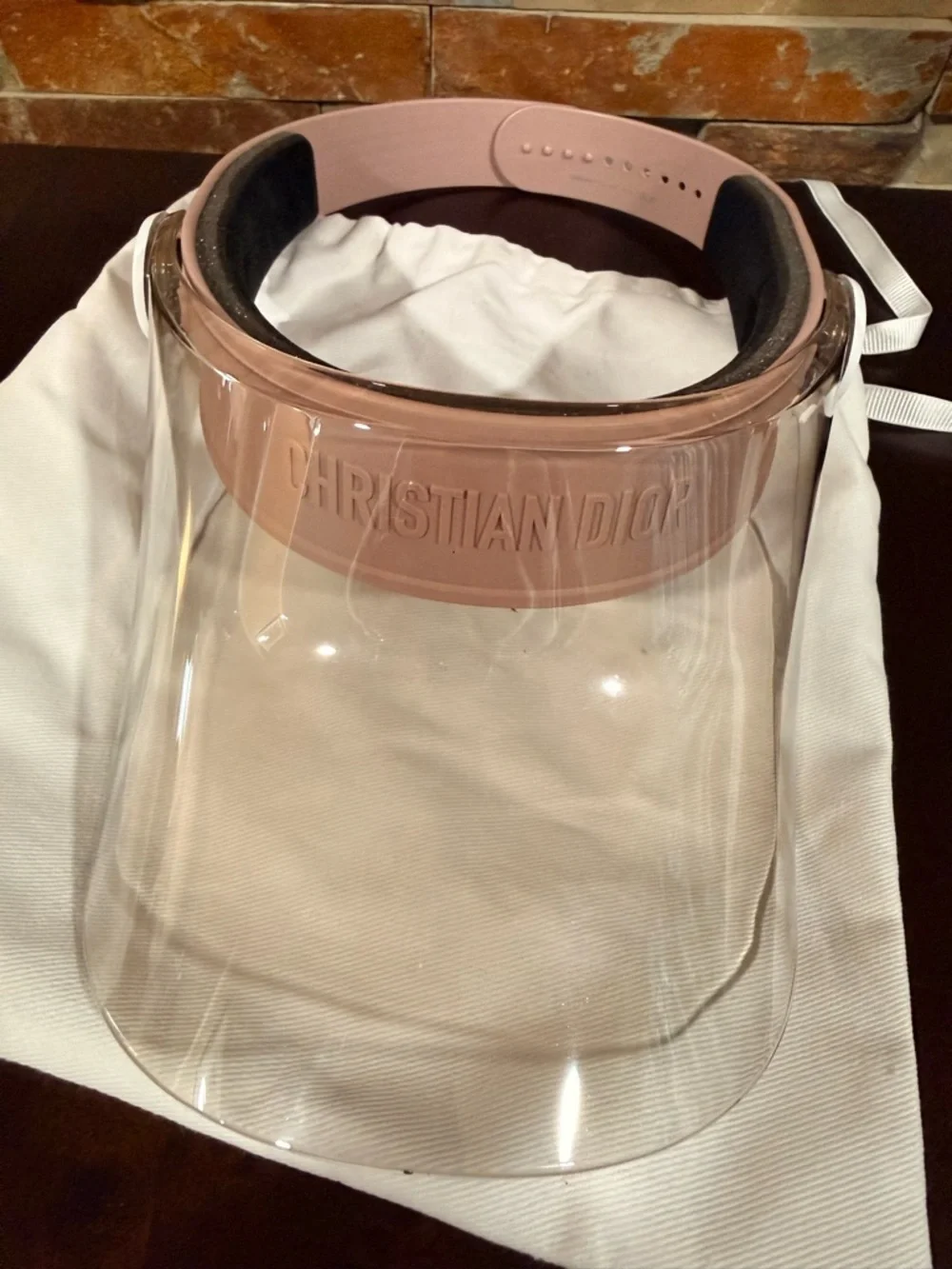Dior Pink Transparent Logo Visor with White Emblem - Picture 4 of 12